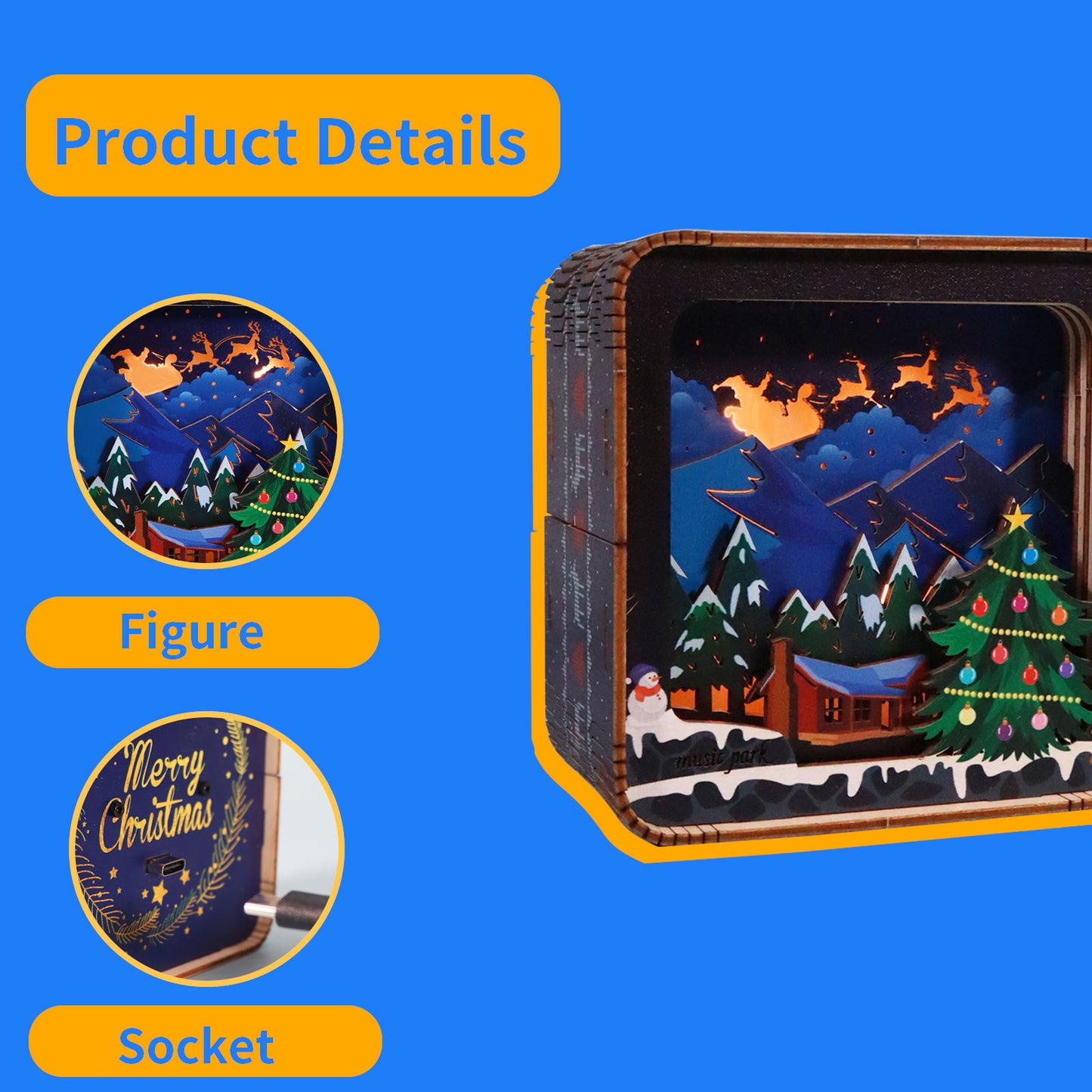 Sales Are Prohibited On The TEMU And SHEIN -MUSIC PARK 3D Wooden Puzzles Model Kit Night Lights Desk Decorations Birthday Gifts For Women