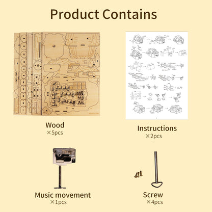 Sales Are Prohibited On The TEMU And SHEIN -MUSIC PARK 3D Wooden Puzzles Moving Castle Music Box Kits Castle Building Model DIY Crafts Birthday Gift For Women